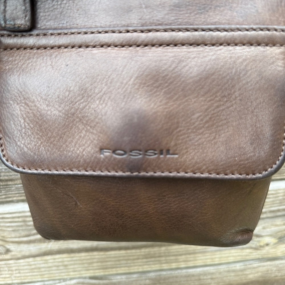 Vintage Fossil Brown Leather Organizer Crossbody Bag Functional Retro Classic - Picture 7 of 13
